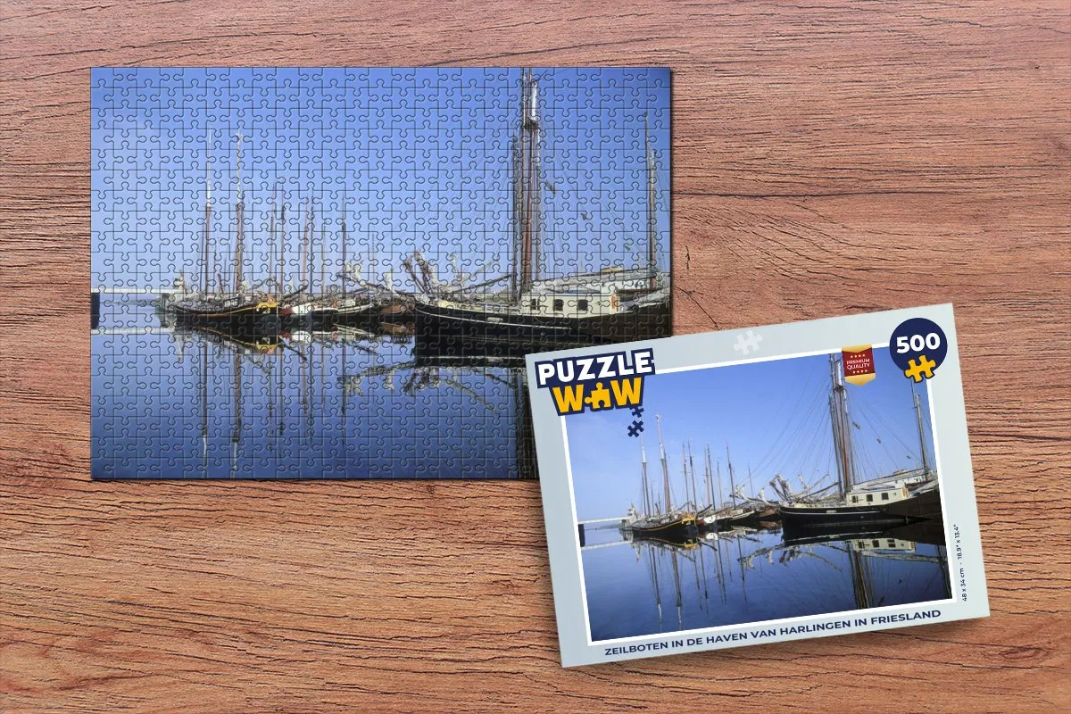 PuzzleWow Zeilboten in de haven van Harlingen Legpuzzel 500 Stuks