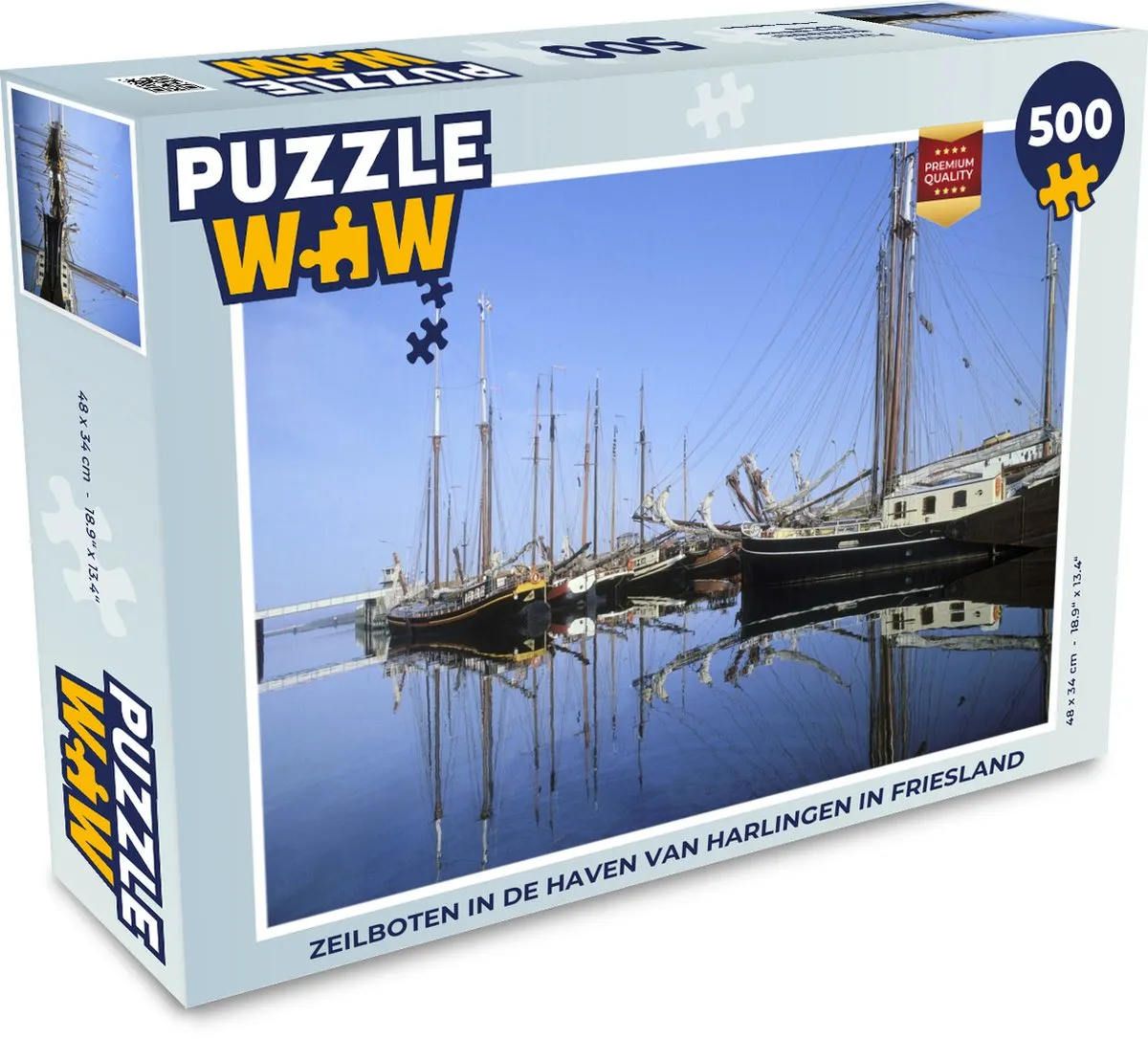PuzzleWow Zeilboten in de haven van Harlingen Legpuzzel 500 Stuks - Multicolor