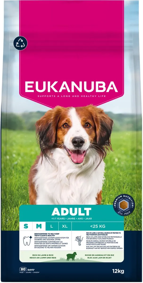 Eukanuba Adult Small & Medium Breed Lam & Rijst Hondenbrokken 12kg