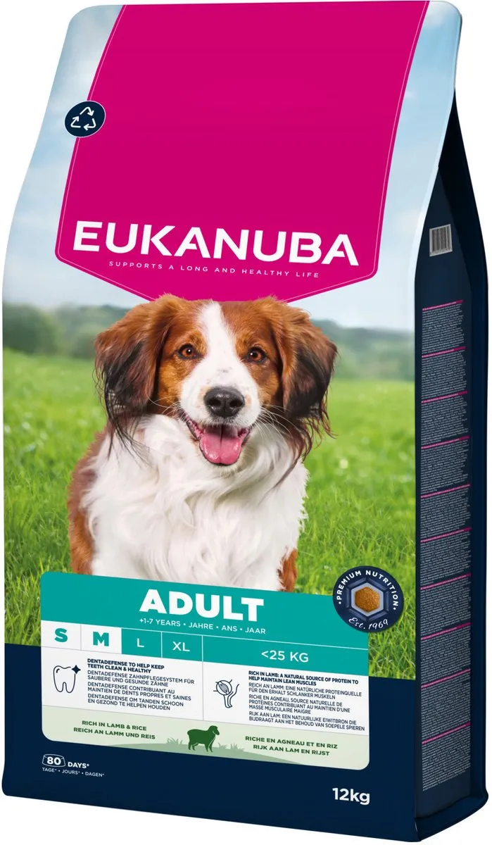 Eukanuba Adult Small & Medium Breed Lam & Rijst Hondenbrokken 12kg