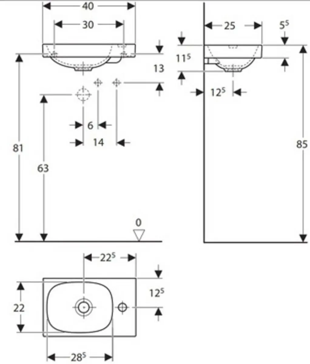Geberit Acanto fontein 40cm rechts wit - afbeelding 2 van 6