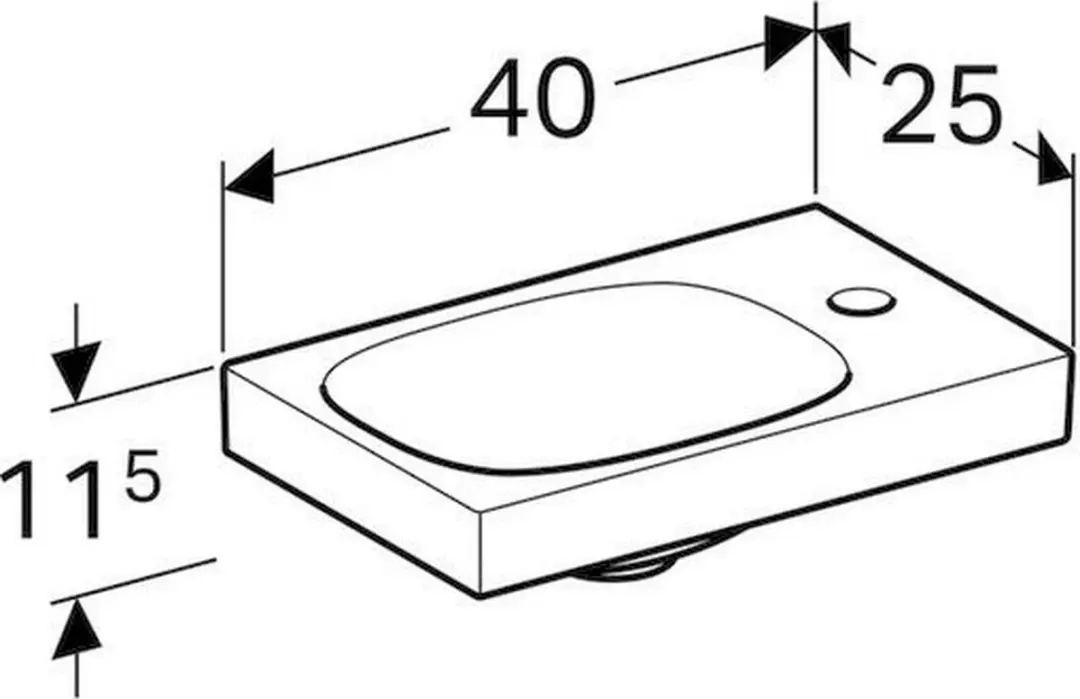 Geberit Acanto fontein 40cm rechts wit - afbeelding 6 van 6