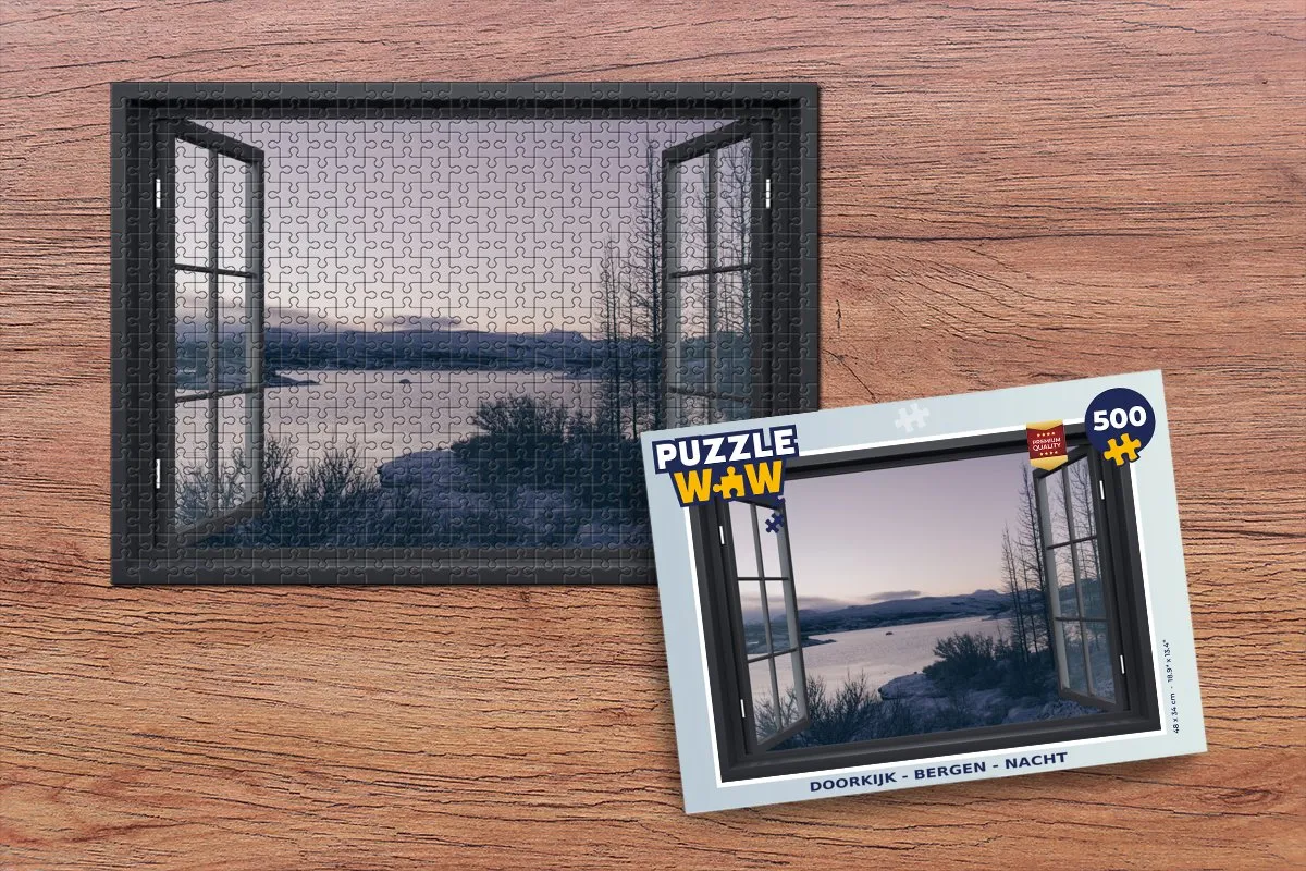 PuzzleWow Doorkijk Berg Nacht Legpuzzel 500 Stuks - Multicolor