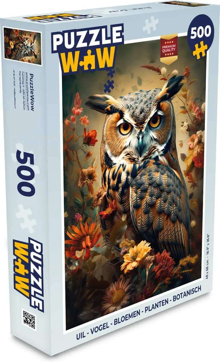 PuzzleWow Vogel Bloemen Botanisch Legpuzzel 500 Stuks