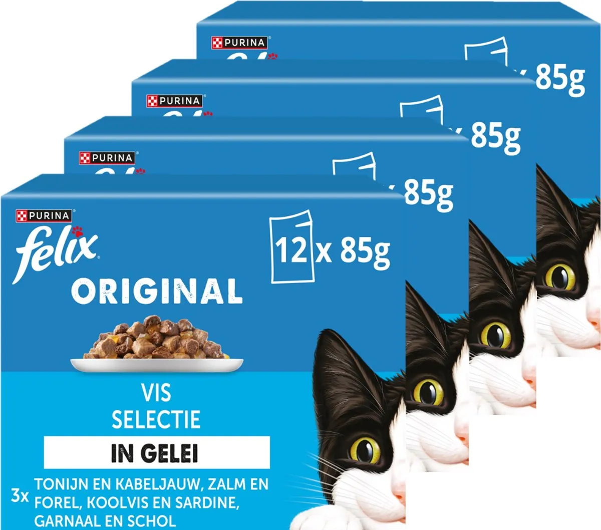 Felix Original Gelei Kattenvoer Vis Selectie 48x85g