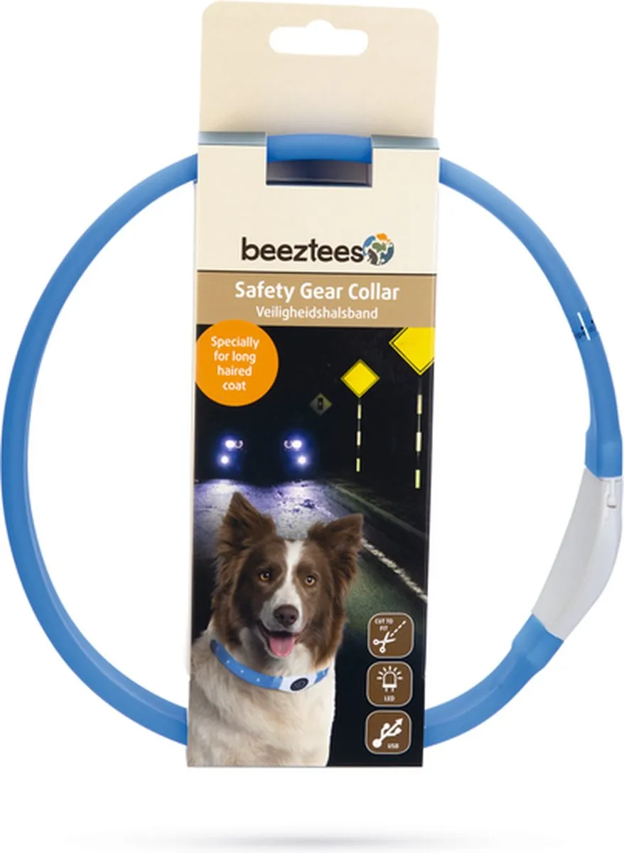 Beeztees Safety Gear Glowy Halsband Hond - Blauw