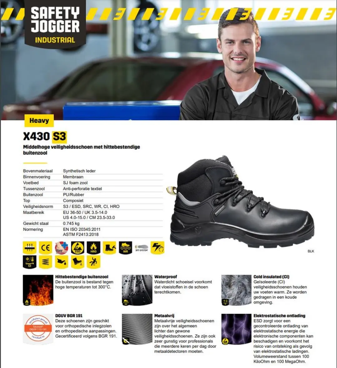 Safety Jogger Oxypas X430 Veiligheidsschoen S3 SlipvastSRC-ESD - Maat 36 - afbeelding 3 van 3