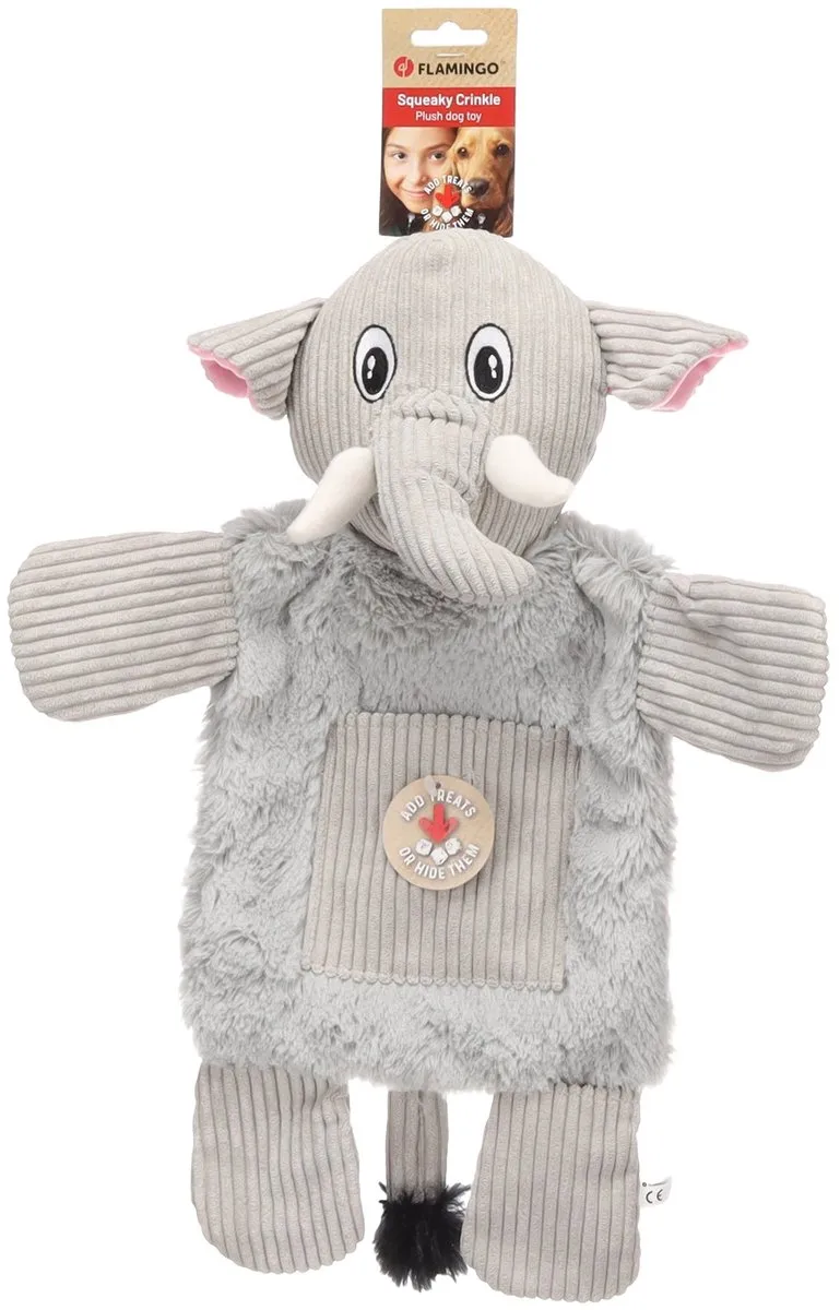Flamingo Hida Platte Olifant Hondenknuffel - 39x16x46cm - Grijs
