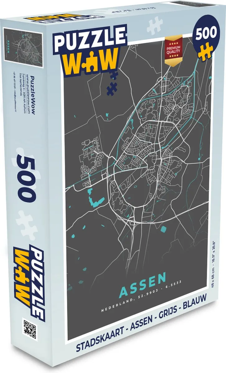 PuzzleWow Stadskaart Assen Legpuzzel 500 Stuks