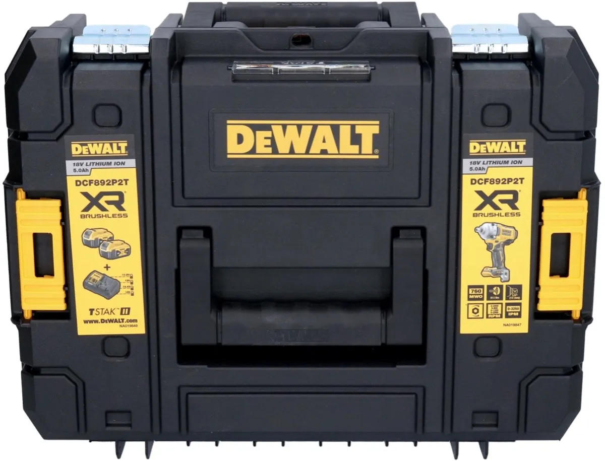 DeWalt DCF892 D2T Accuslagmoersleutel 18V 813Nm - 2x 2.0Ah + Lader + TSTAK - afbeelding 4 van 5
