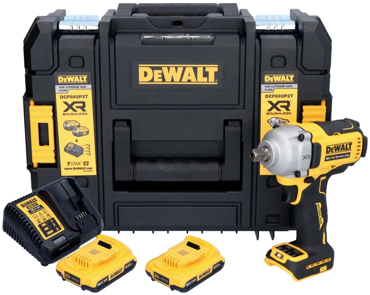 DeWalt DCF892 D2T Accuslagmoersleutel 18V 813Nm - 2x 2.0Ah + Lader + TSTAK - afbeelding 2 van 5