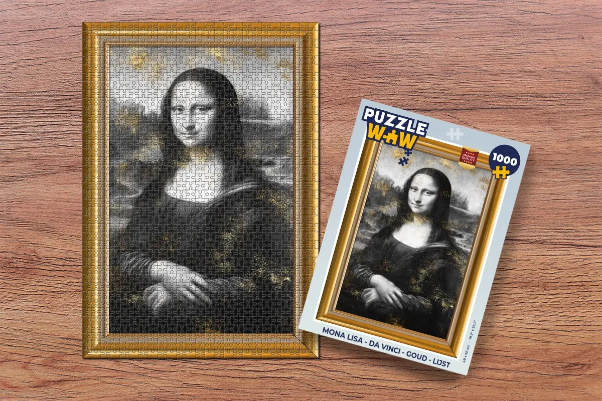 PuzzleWow Mona Lisa Legpuzzel 1000 Stuks - Goud