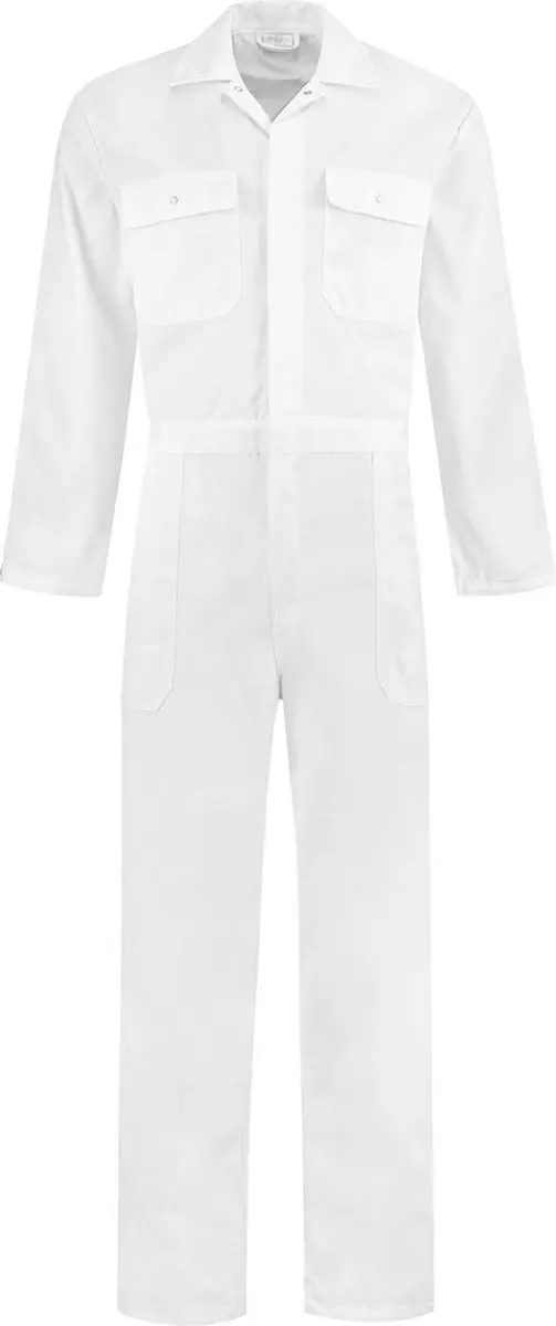 EM Workwear kinderoverall pol/kat Wit met verdekte ritssluiting maat 74