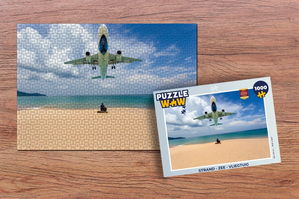 PuzzleWow Legpuzzel 1000 Stuks - Strand/Vliegtuig - Multicolor
