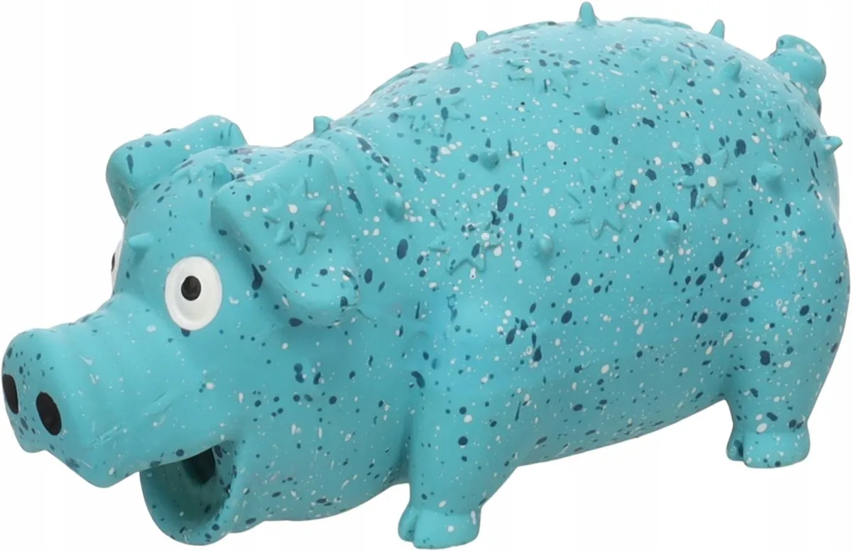 Flamingo Freckles Varken Latex Hondenspeeltje S - Blauw/Geel/Paars