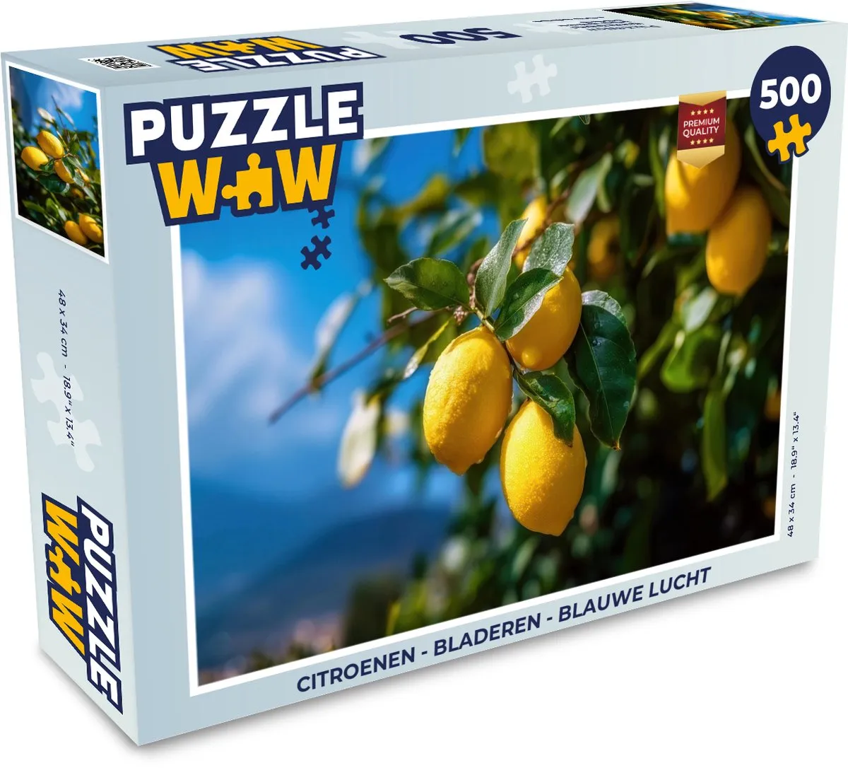 PuzzleWow Legpuzzel Citroenen Bladeren Blauwe lucht 500 Stuks