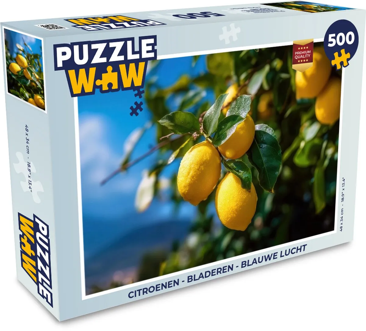 PuzzleWow Legpuzzel Citroenen Bladeren Blauwe lucht 500 Stuks