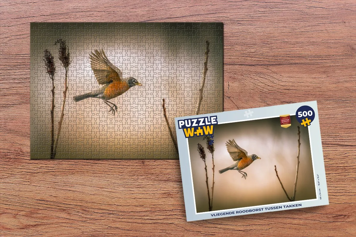 PuzzleWow Roodborstje Legpuzzel 500 Stuks - Multicolor