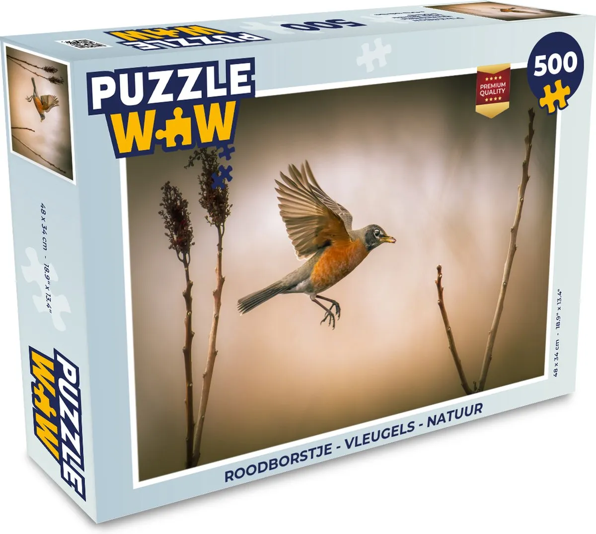 PuzzleWow Roodborstje Legpuzzel 500 Stuks