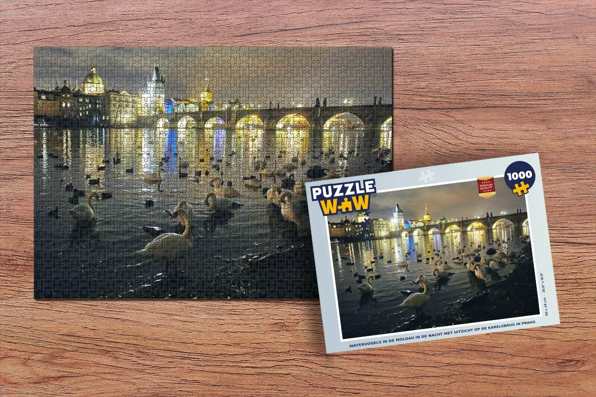 PuzzleWow Watervogels in de Moldau Legpuzzel 1000 Stuks - Multicolor