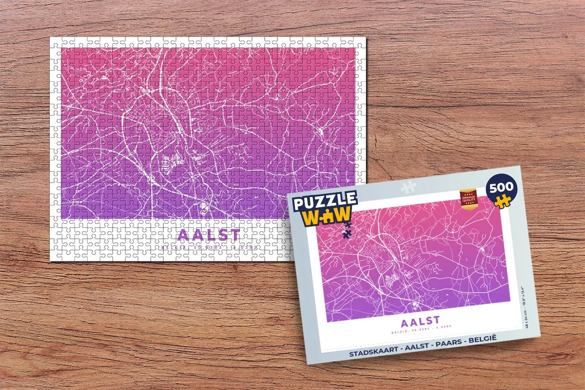 PuzzleWow Stadskaart Aalst Legpuzzel 500 Stuks - Multicolor
