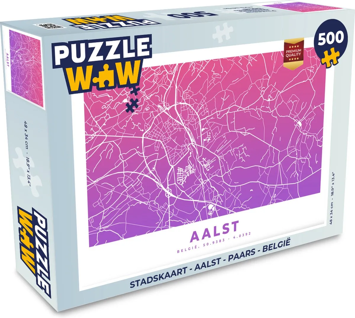 PuzzleWow Stadskaart Aalst Legpuzzel 500 Stuks