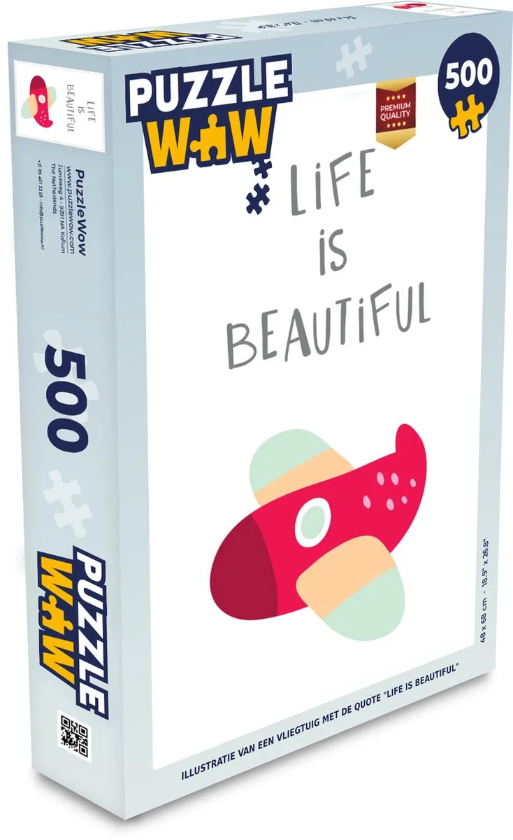 PuzzleWow Legpuzzel Vliegtuig 'Life is beautiful'