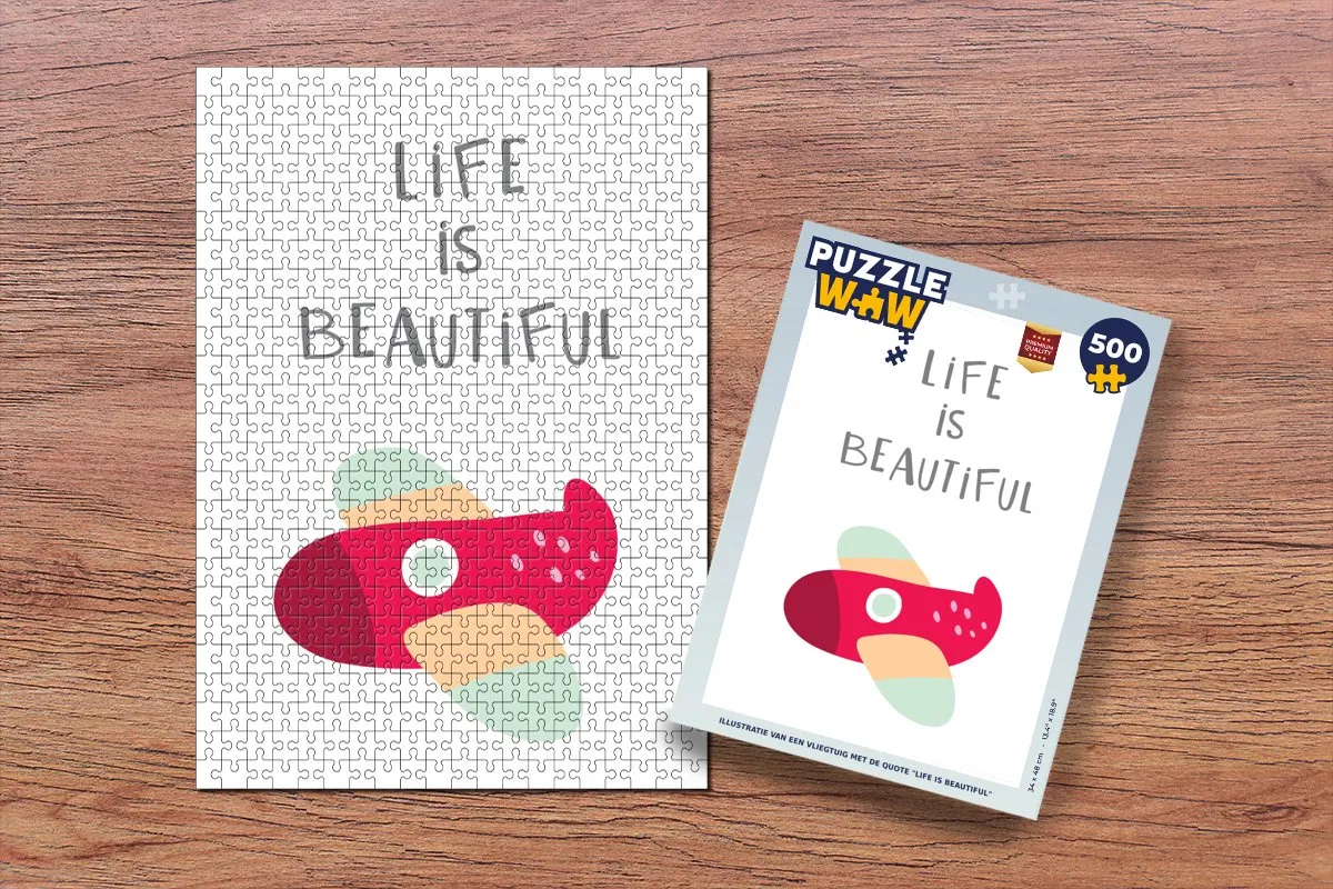 PuzzleWow Legpuzzel Vliegtuig 'Life is beautiful' - 500 Stuks - Multicolor
