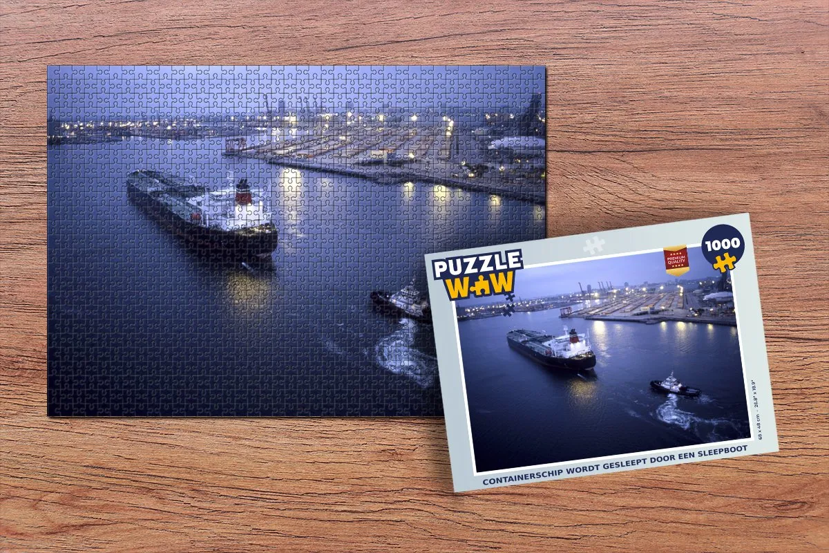 PuzzleWow Containerschip Sleepboot Legpuzzel 1000 Stuks - Multicolor
