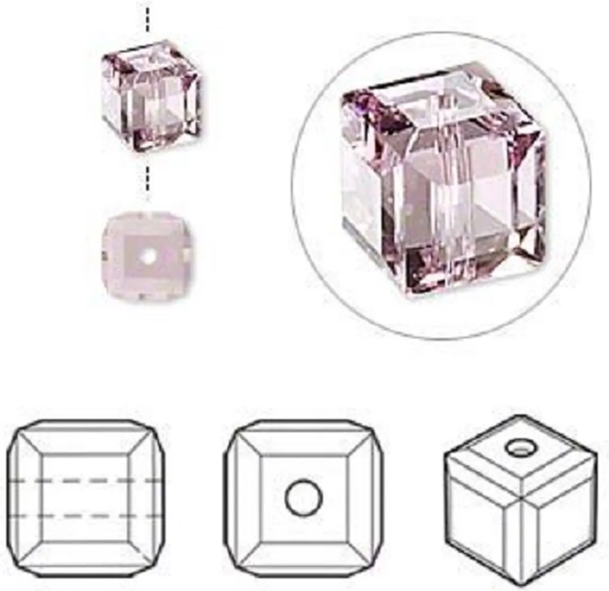 Swarovski Elements Kubus Kralen 6mm Light Amethyst