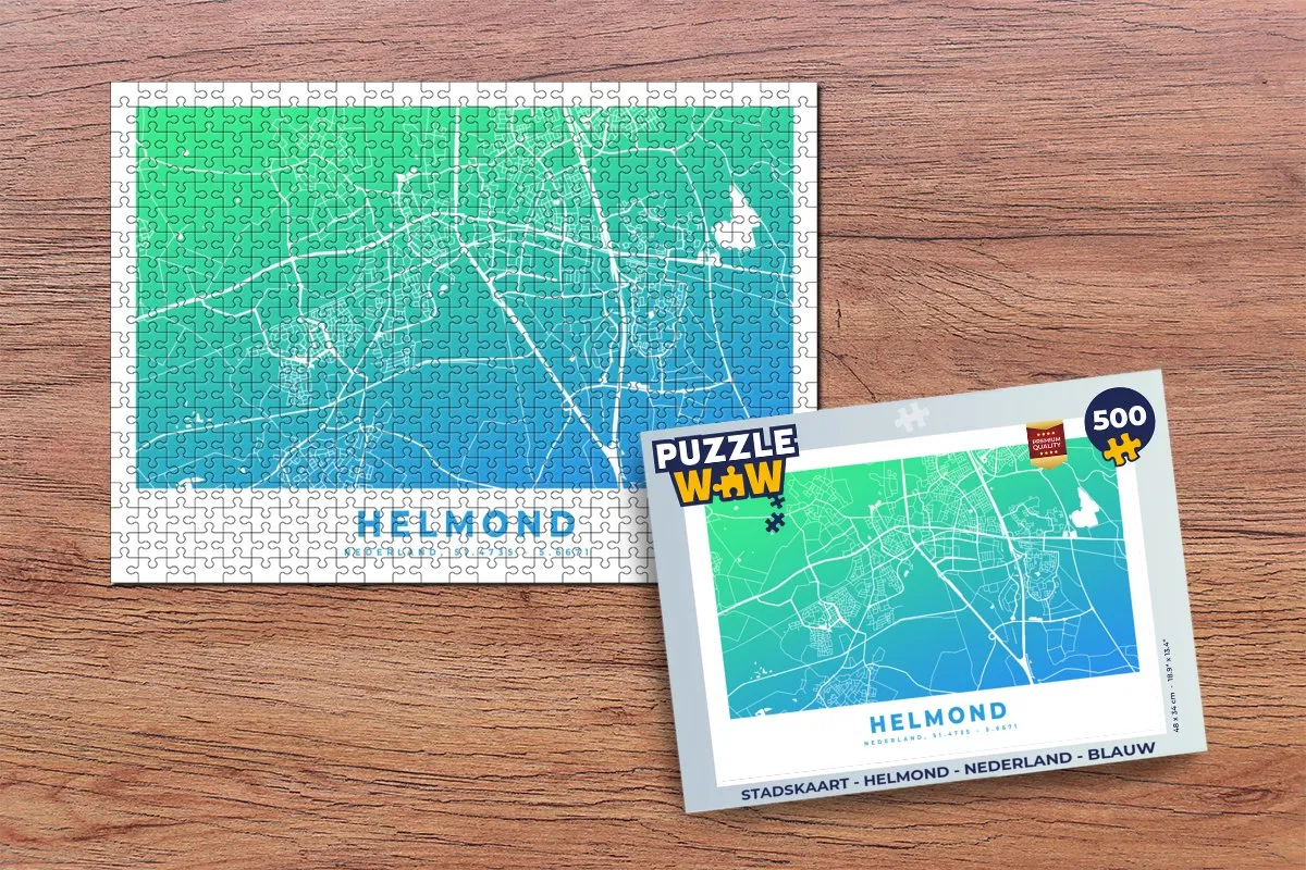 PuzzleWow Stadskaart Helmond Nederland Legpuzzel 500 Stuks - Multicolor
