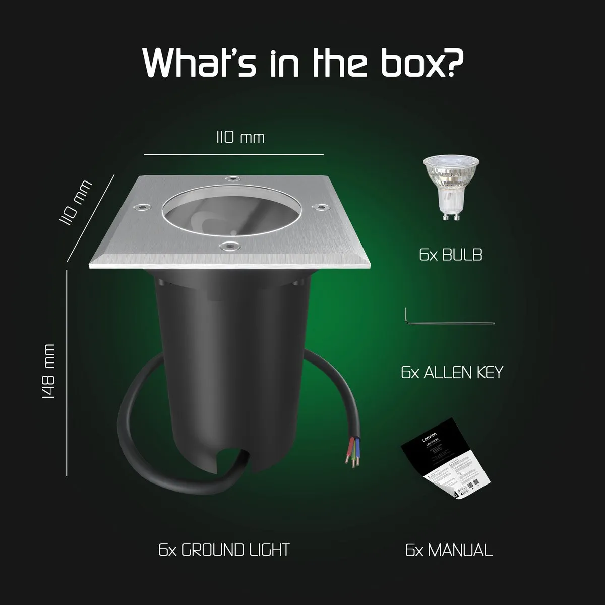 LEDVION 6x LED Grondspot 3W 2700K IP67 - RVS