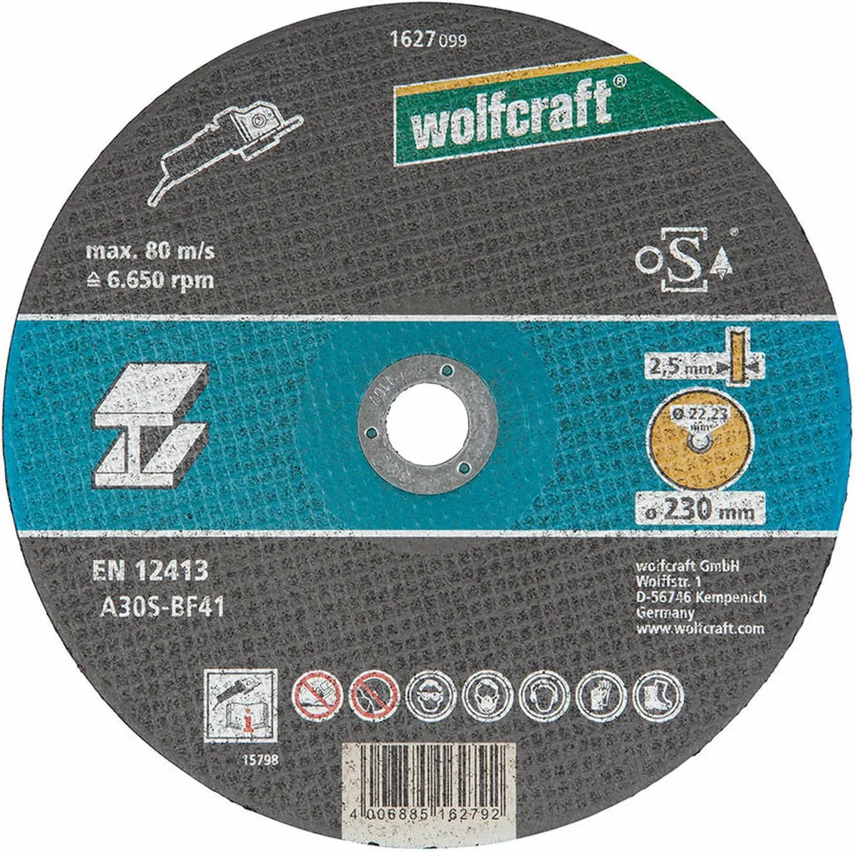 Wolfcraft Doorslijpschijf Metaal 125mm - 1 Stuk