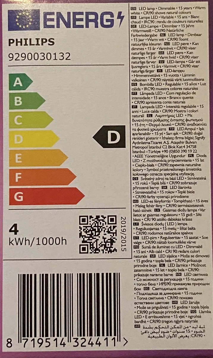 Philips LED Kogellamp Transparant 40W E27 - Warmwit