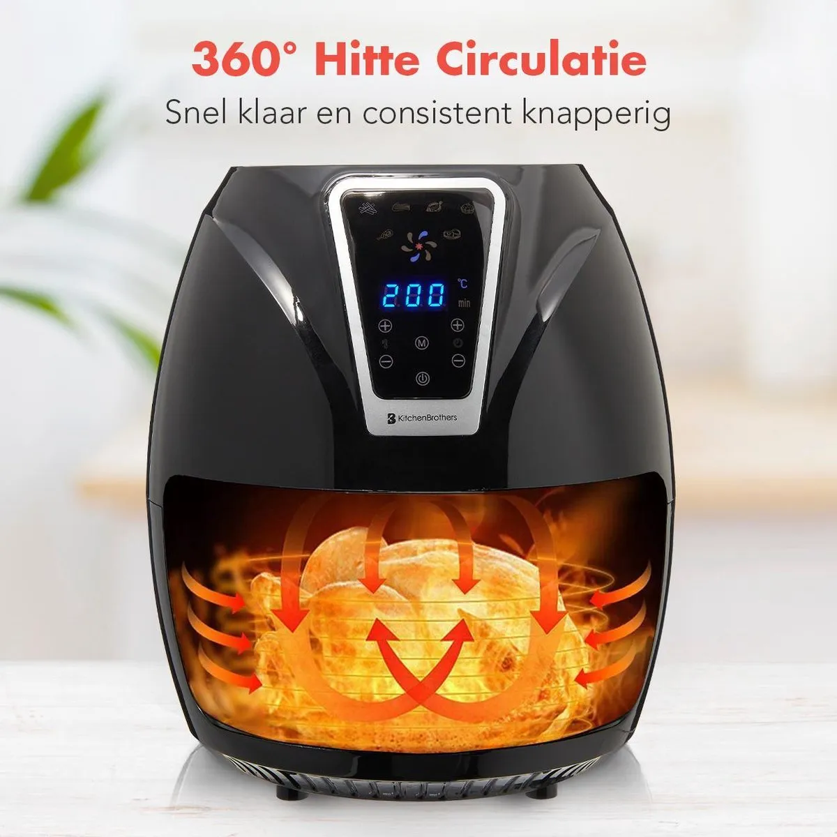 KitchenBrothers Mini Airfryer 1300W 3,5L - Zwart