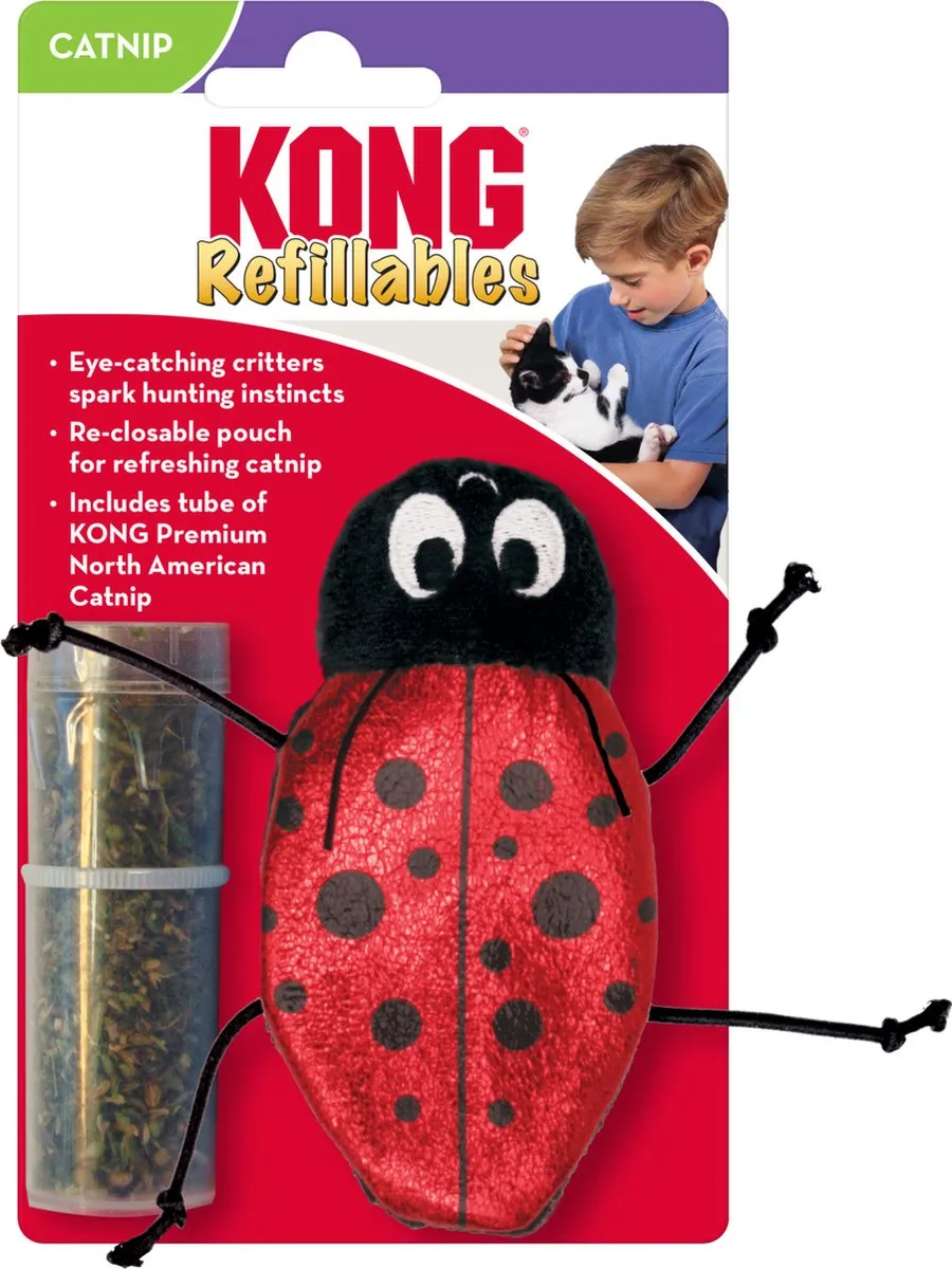 KONG Refillables Ladybug Kattenspeelgoed - Rood/Zwart
