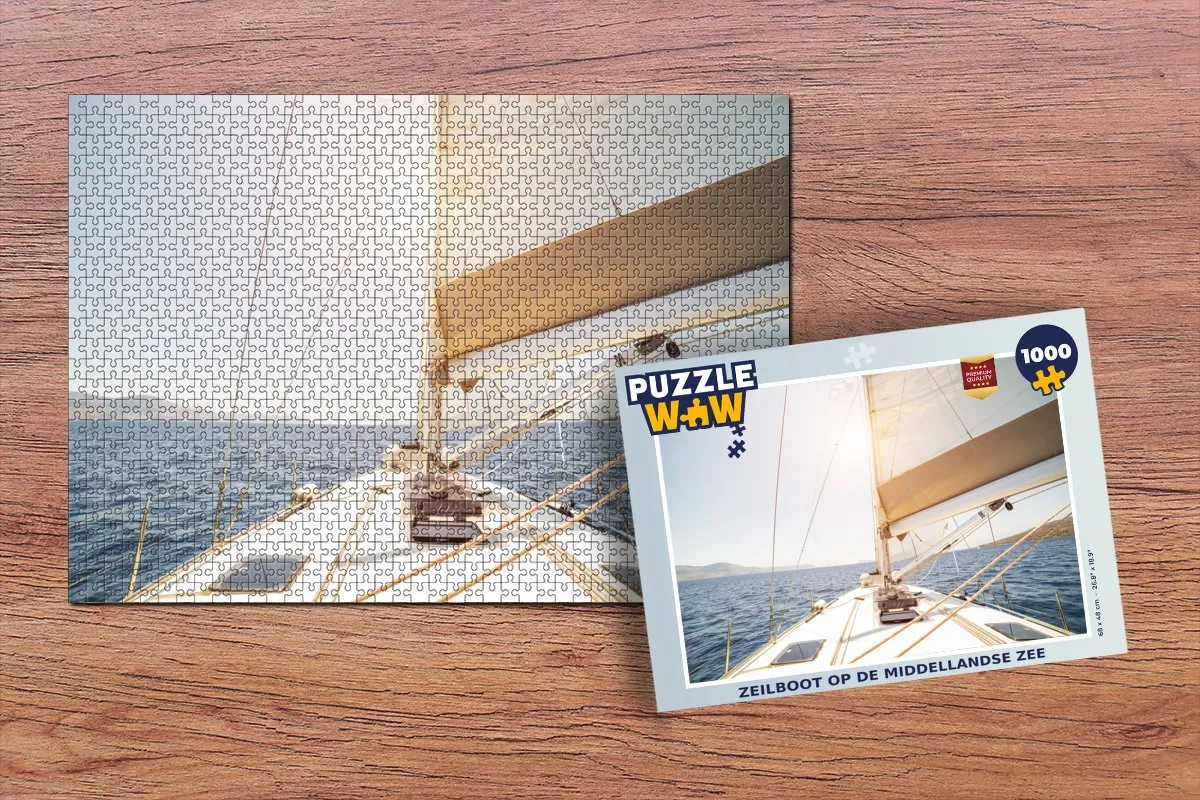 PuzzleWow Legpuzzel Zeilboot Middellandse Zee 1000 Stuks - Multicolor