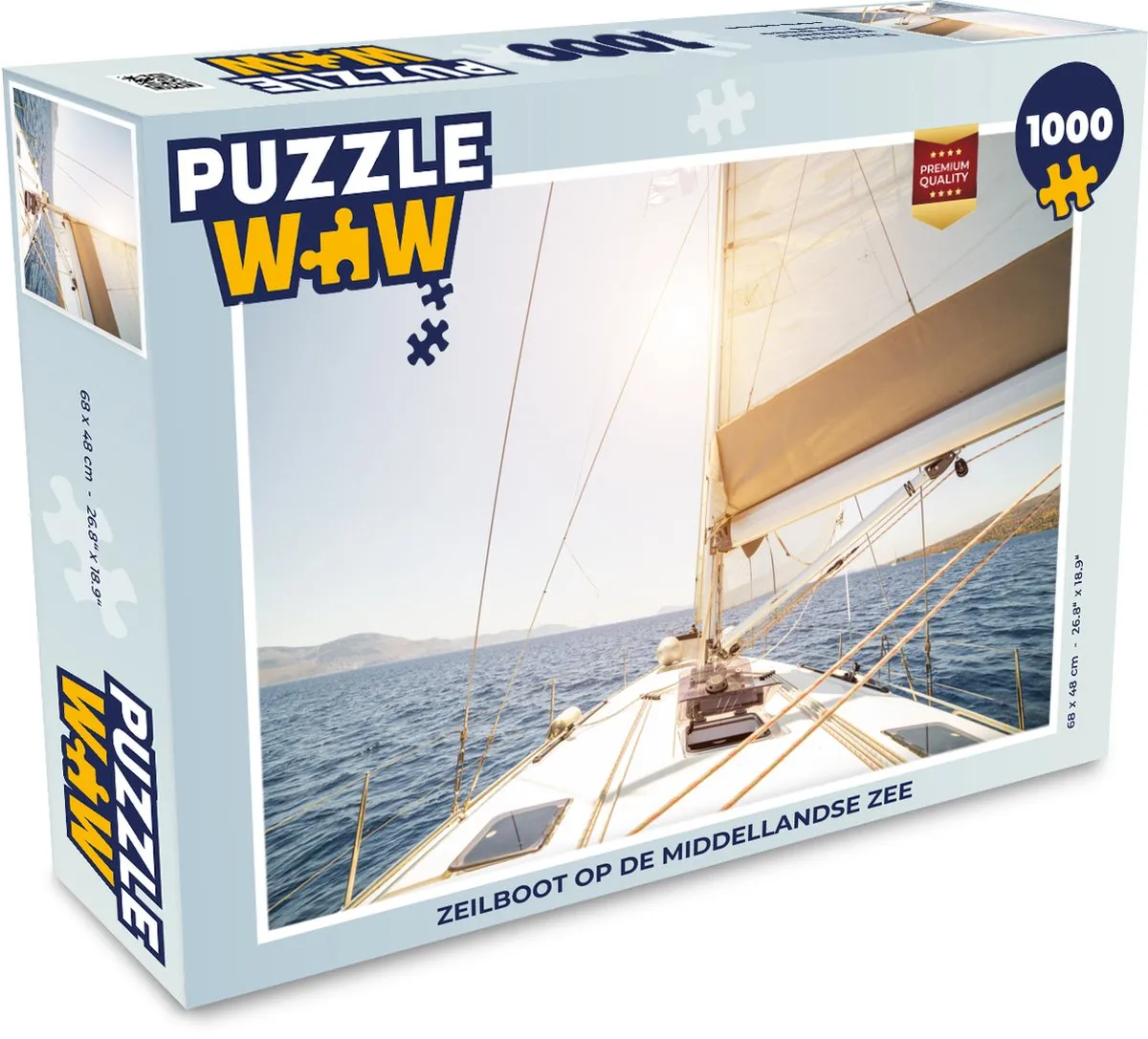 PuzzleWow Legpuzzel Zeilboot Middellandse Zee 1000 Stuks - Multicolor