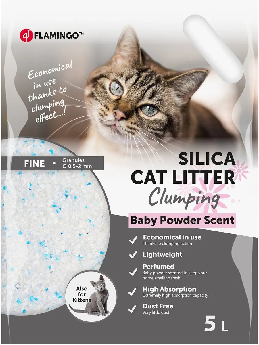 Flamingo Silica Kattenbakvulling Babypoeder 5L