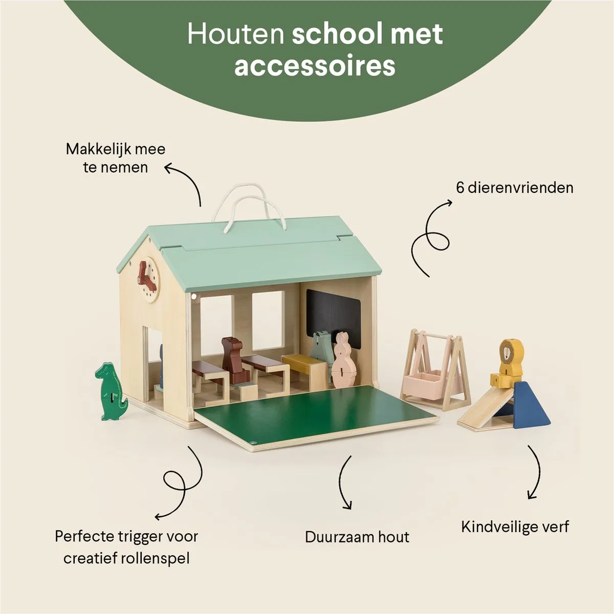 Trixie Poppenhuis School met glijbaan en schommel 36-817 - Multi - afbeelding 6 van 6