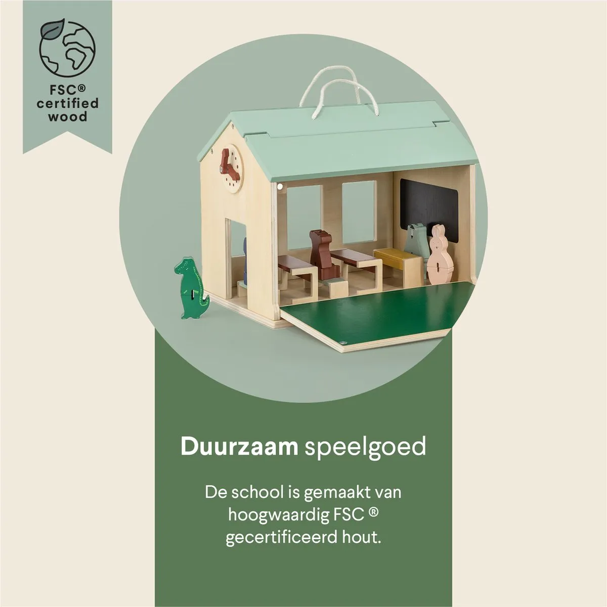 Trixie Poppenhuis School met glijbaan en schommel 36-817 - Multi