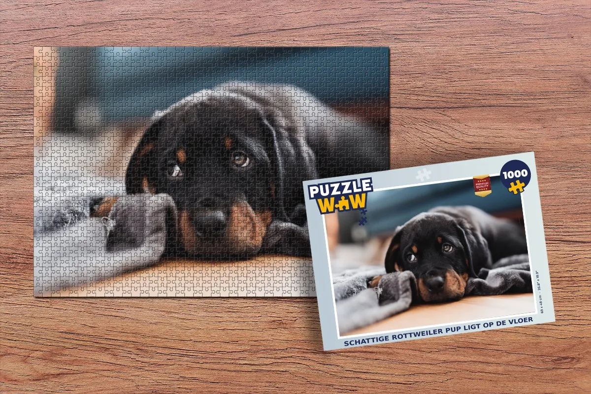 PuzzleWow Legpuzzel Schattige Rottweiler 1000 Stuks