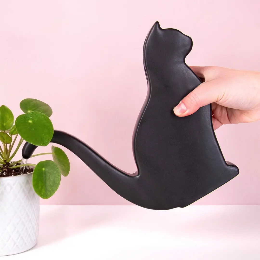 Kikkerland Cat Watering Can 0,55L Zwart - afbeelding 6 van 6