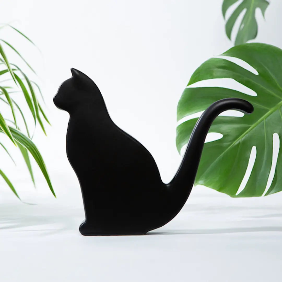 Kikkerland Cat Watering Can 0,55L Zwart - afbeelding 3 van 6