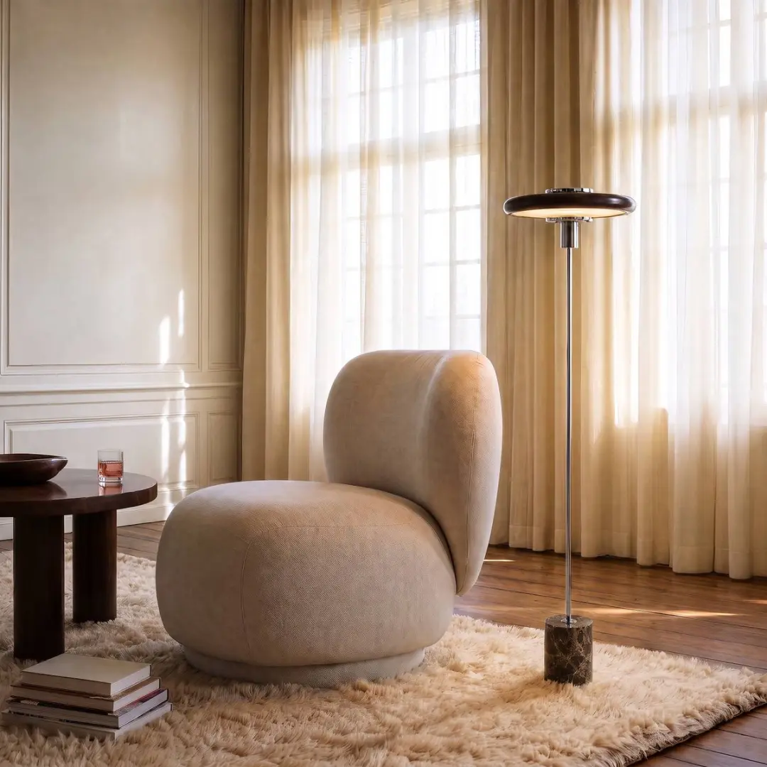 Lindby Branford vloerlamp bruin chroom - afbeelding 5 van 6