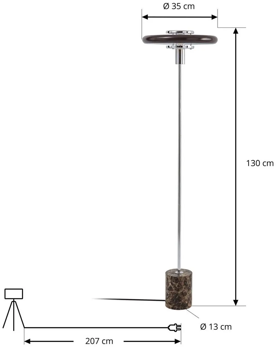 Lindby Branford vloerlamp bruin chroom