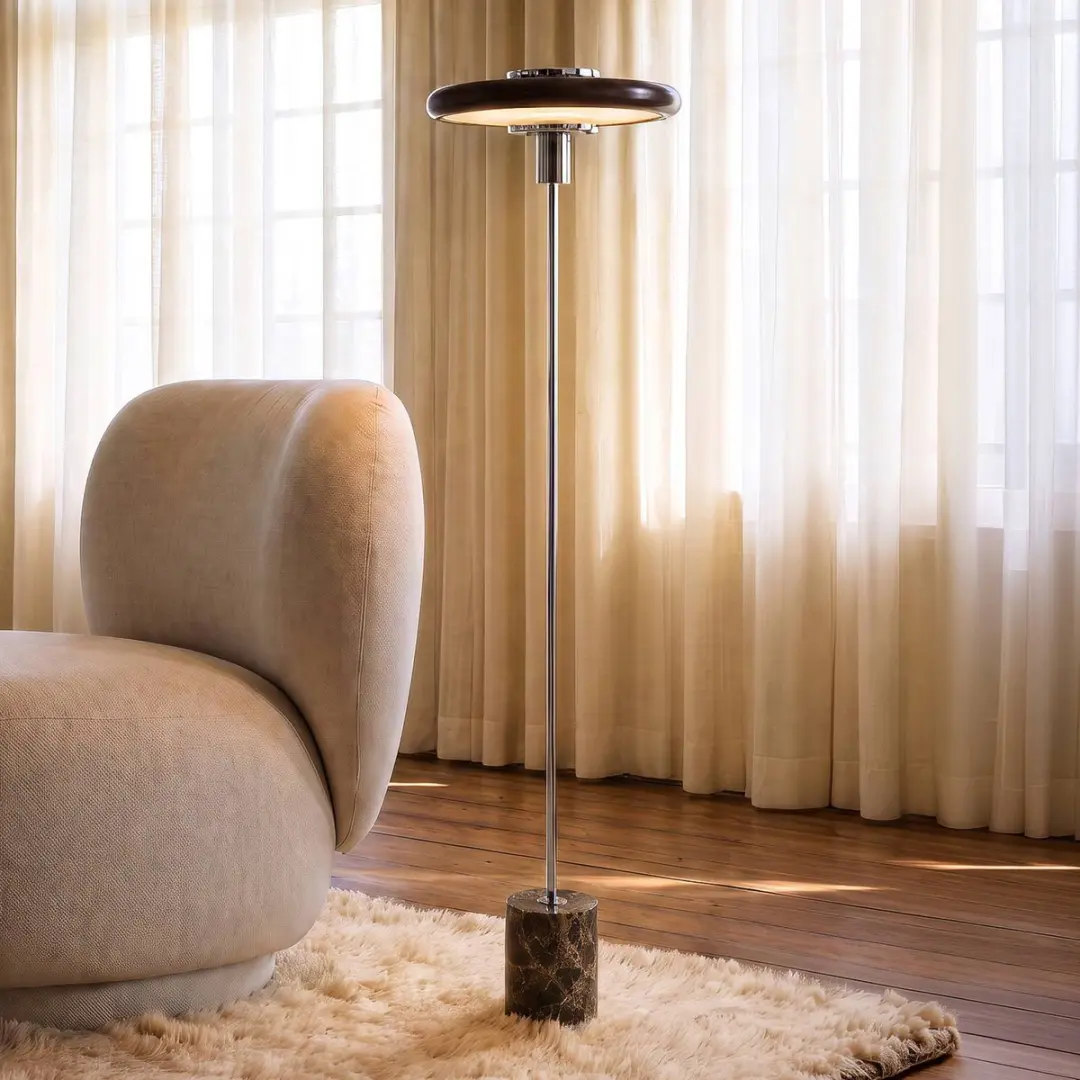 Lindby Branford vloerlamp bruin chroom - afbeelding 4 van 6