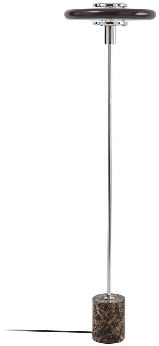 Lindby Branford vloerlamp bruin chroom - afbeelding 2 van 6