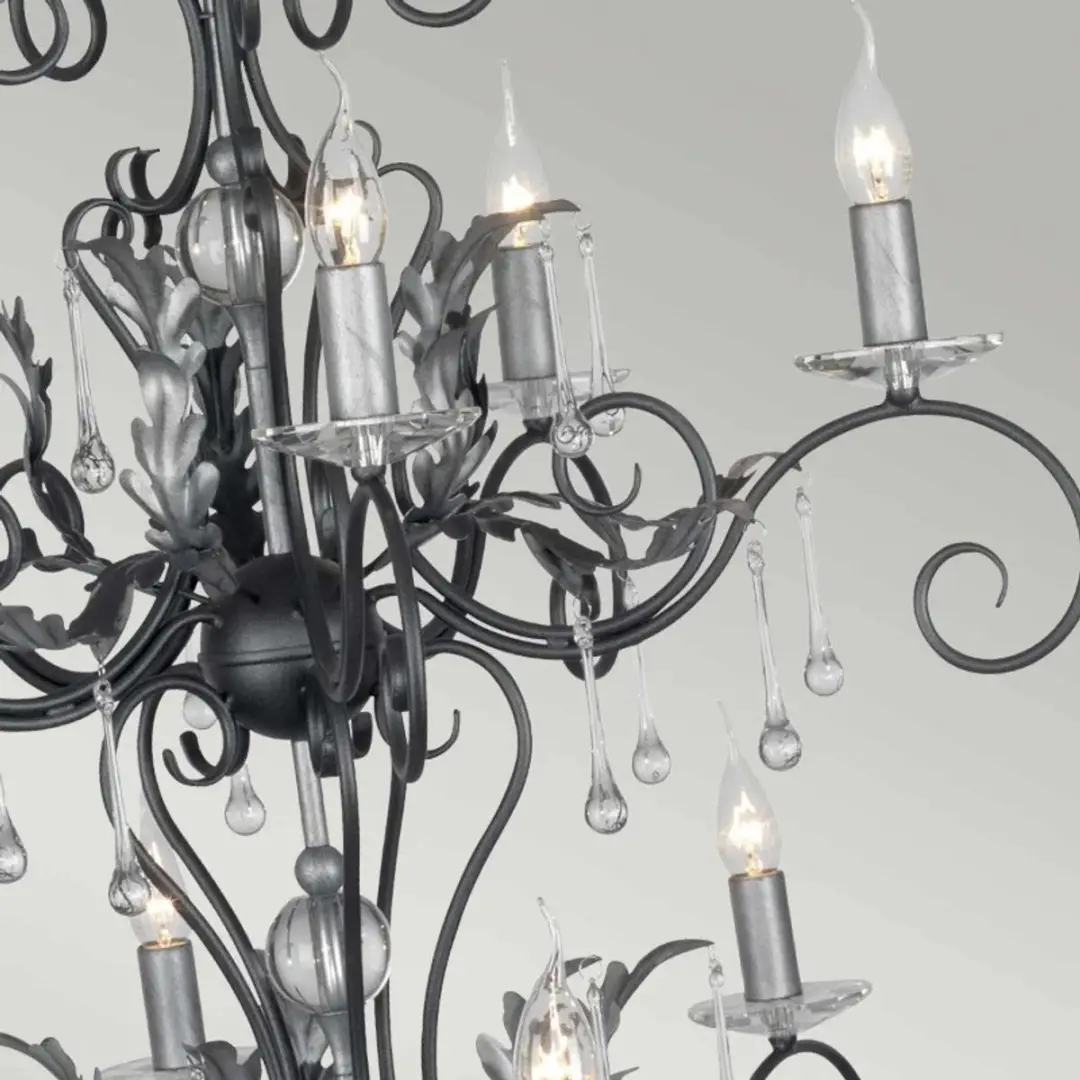 Elstead Lighting Amarilli Kroonluchter - 15 Lichts - Zwart met Zilver - afbeelding 6 van 6