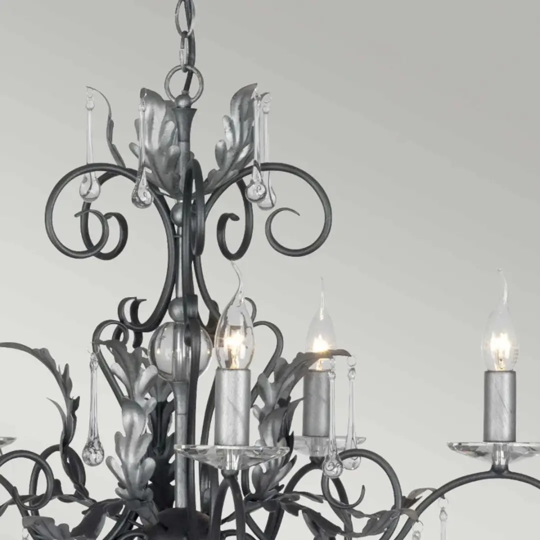 Elstead Lighting Amarilli Kroonluchter - 15 Lichts - Zwart met Zilver - afbeelding 2 van 6